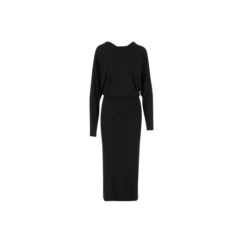 KHAITE The Trina Long Sleeved Open Back Midi Dress-0