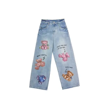 LALABOBO Jeans Women's Medium Blue White
