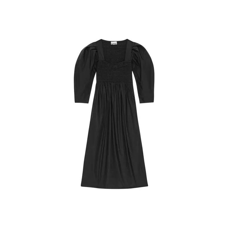 GANNI Poplin Organic Cotton Midi Dress-0