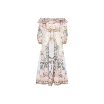 Zimmermann Wylie Off Shoulder Midi Dress