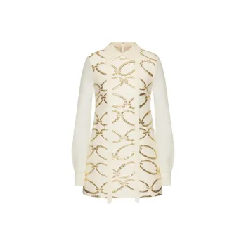Valentino Long-Sleeved Dresses Women's White Gold