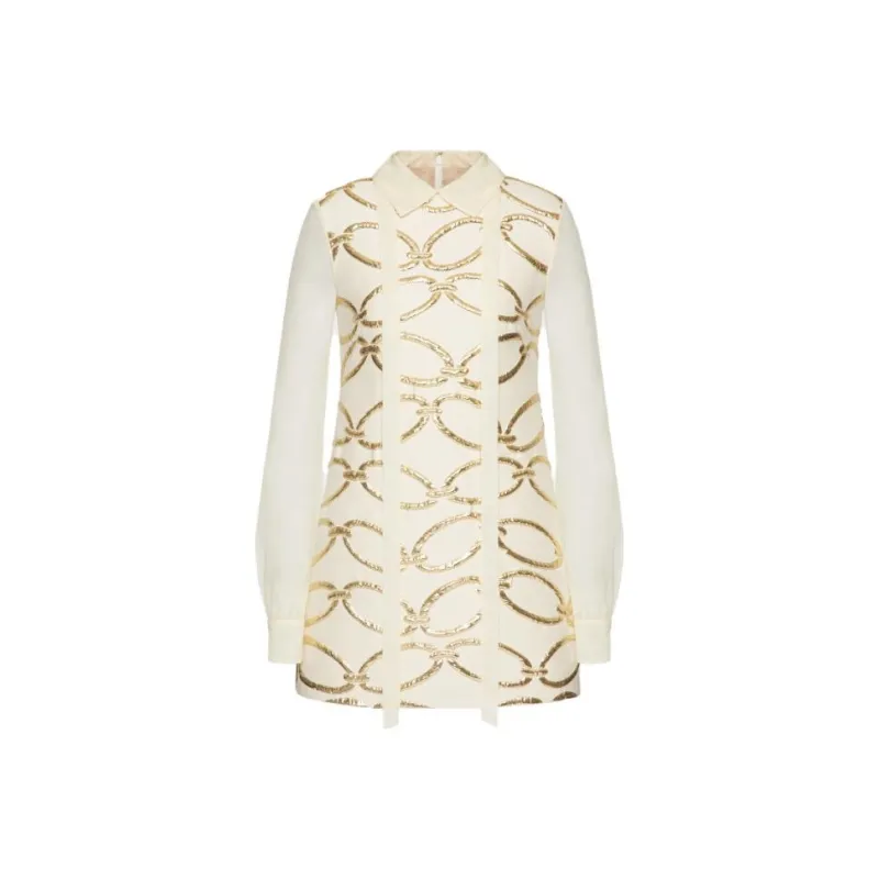 Valentino Long-Sleeved Dresses Women's White Gold-0