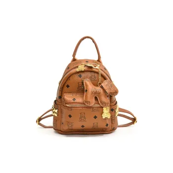 RIVMIND Synthetic Leather Backpack Tubas Women's Ecru/Brown/Black