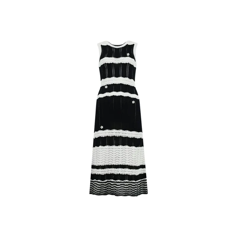 Valeria Obbaco Sleeveless Dresses Women's Black/White-0
