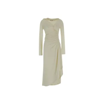 OFF WHITE Ruched Long Sleeved Dress