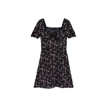 Bebe Short Sleeved Dress Women's Floral Black