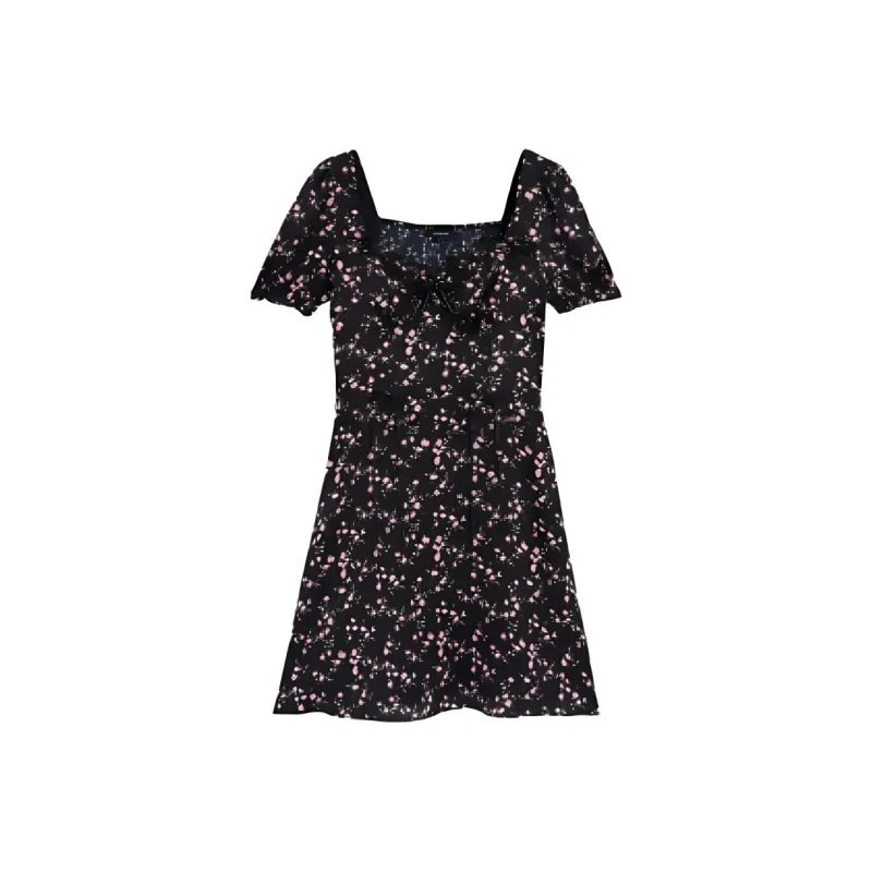 Bebe Short Sleeved Dress Women's Floral Black-0