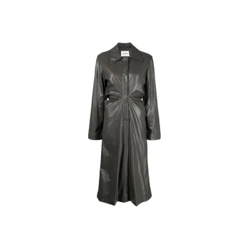 LOW CLASSIC Ruched Faux leather Shirt Dress
