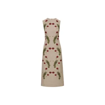 Oscar De La Renta Carnation-motif Sleeveless Pencil Dress