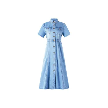 NAVIGARE Short Sleeved Dress Women's Denim Blue