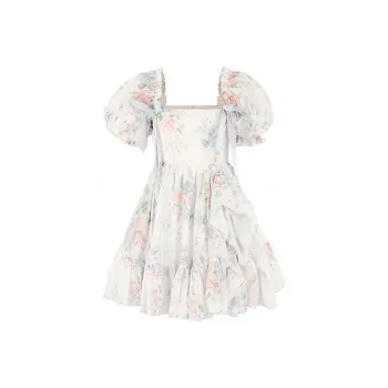 Selkie Short Sleeved Dresses Women's Mrs. Daisy's Garden Print