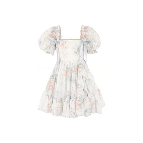 Selkie Short Sleeved Dresses Women's Mrs. Daisy's Garden Print