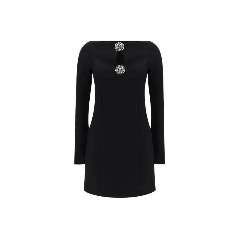 Blumarine Rose brooch detail Mini Dress-0