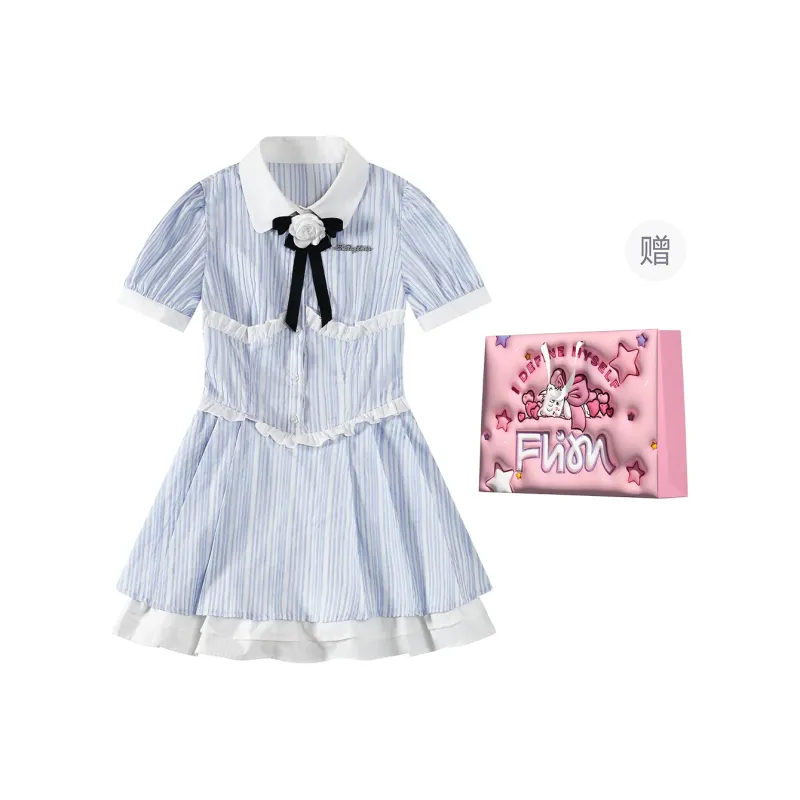 FLIM Short Sleeved Dress Women's Blue-6
