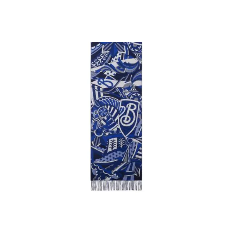 Burberry Cashmere Knit Scarves Women's Blue-1