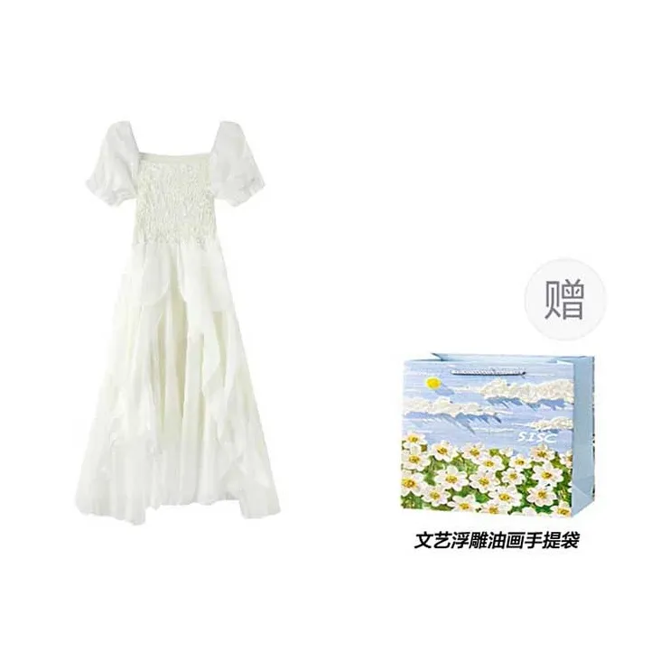 SISC Short Sleeved Dress Women's White-2