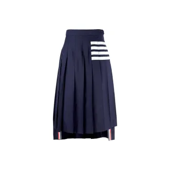 THOM BROWNE Pleated Asymmetric Midi Skirt