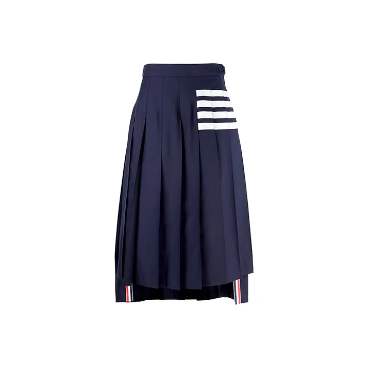 THOM BROWNE Pleated Asymmetric Midi Skirt-0