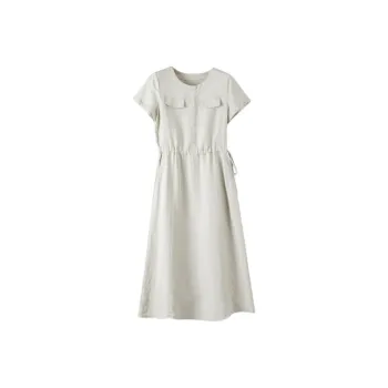 Late White Short Sleeved Dress Women's Light Gray