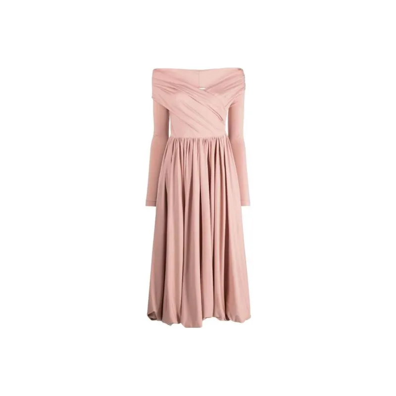 PHILOSOPHY DI LORENZO SERAFINI Off the shoulder Cotton Midi Dress-0
