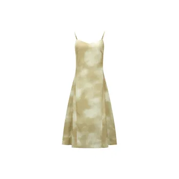 PEACEBIRD Slip Dresses Women's Yellow Pattern