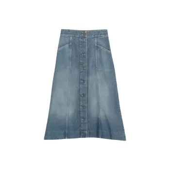 Valentino Denim Long Skirt Women's Blue