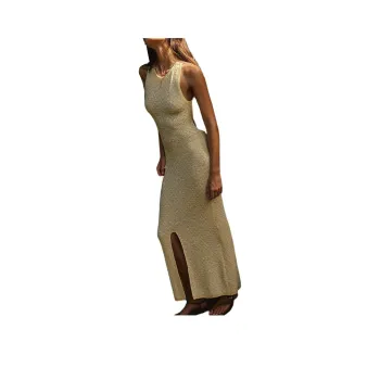 FREE PEOPLE Mindy Backless Midi Sleeveless Dress Women's Cornbread Batter Combo/Cornbread Color