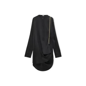 LOEWE Chain Shirt Dress In Silk Black