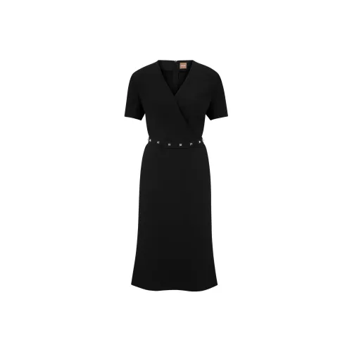 HUGO BOSS Short Sleeved Dresses Women's Black