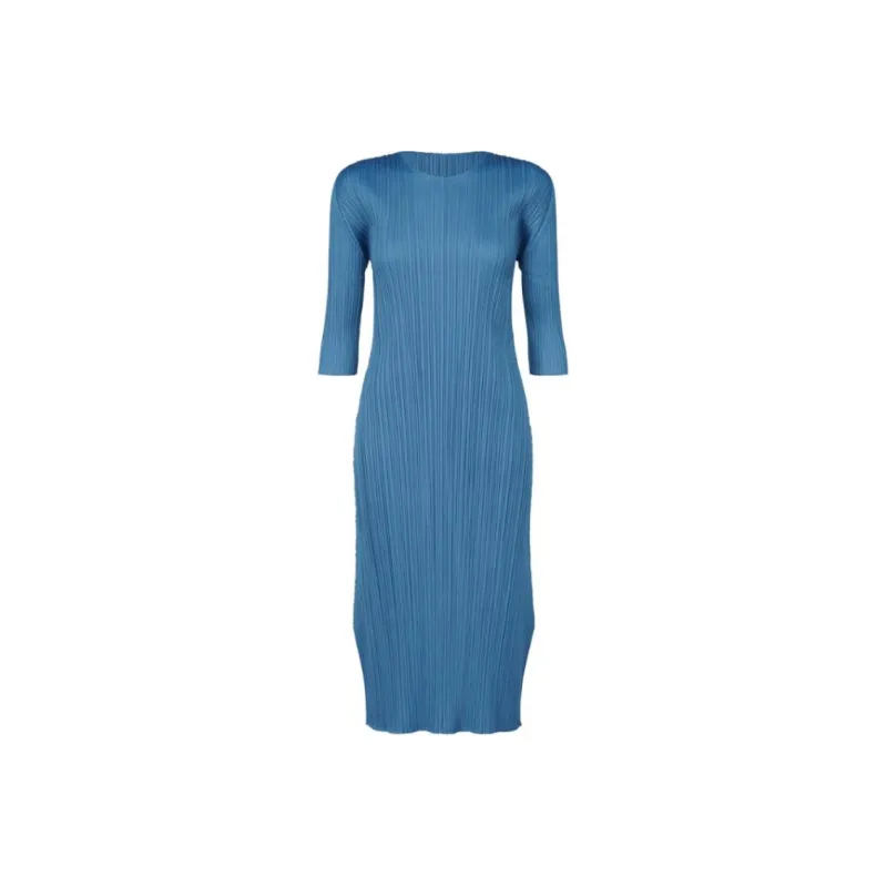 PLEATS PLEASE ISSEY MIYAKE SS24 Long-Sleeved Dresses Women's Blue Salt Color-0