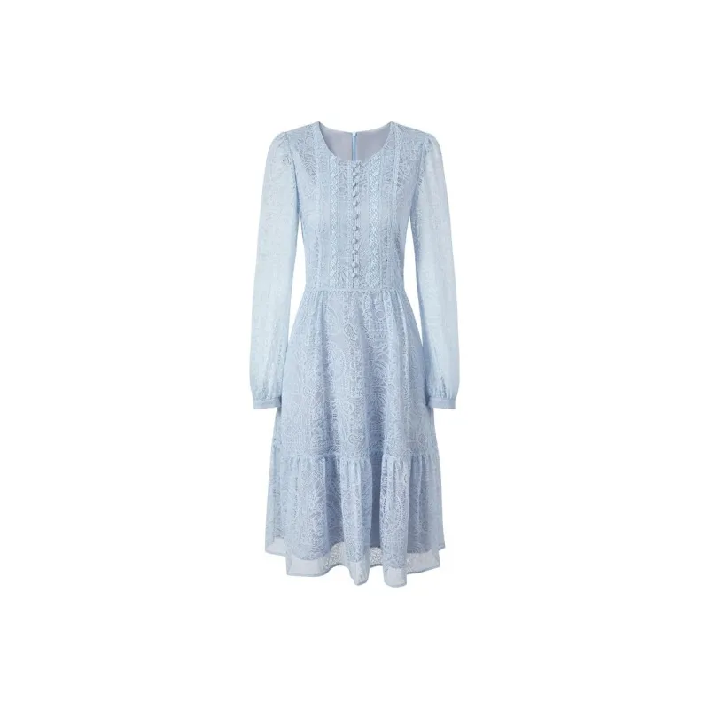 JZ. ANNAKRO Long Sleeved Dresses Women's Light Blue-0