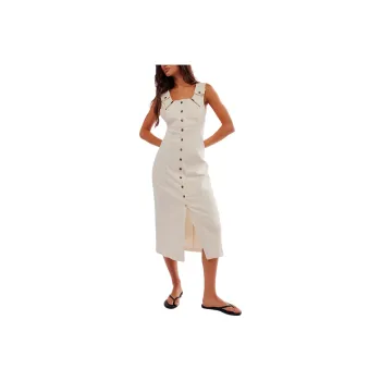 FREE PEOPLE Desert Desire Midi Dress Sleeveless Dress Women's Tofu/Bean Curd Color