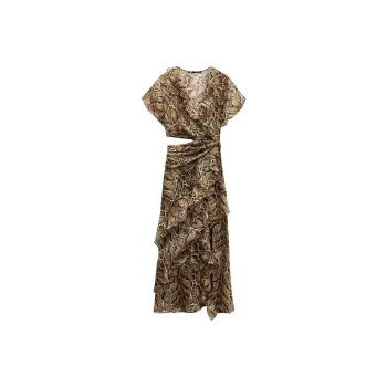 ZARA Short Sleeved Dress Women's Leopard Print