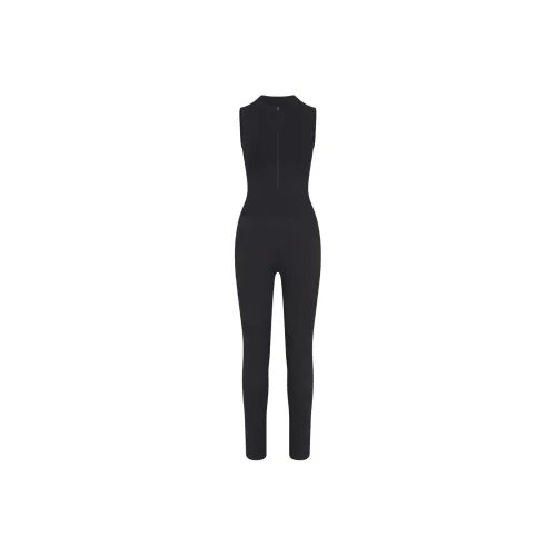 SKIMS CONTOUR NYLON ZIP FRONT CATSUIT Jumpsuit Women's ONYX/Onyx