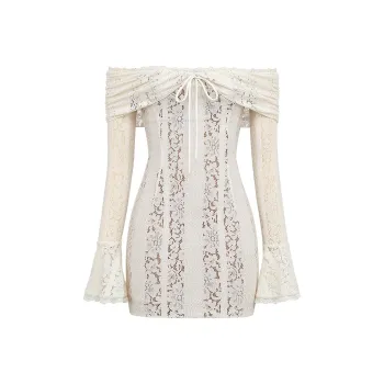 HOUSE OF CB Sadie Long Sleeved Dress Women's Cream/Cream