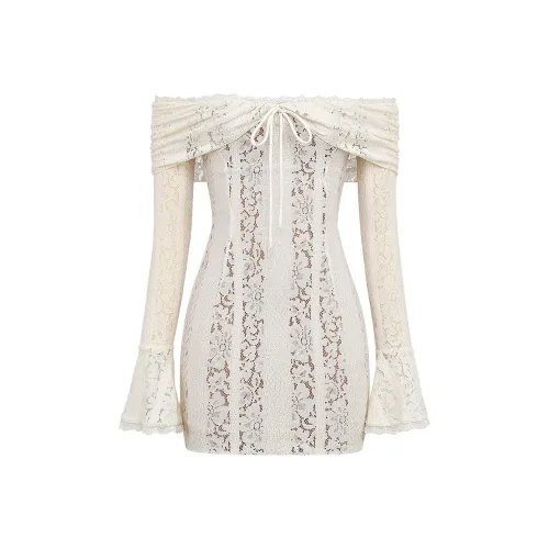 HOUSE OF CB Sadie Long Sleeved Dress Women's Cream/Cream