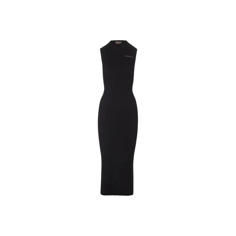 MARNI Long Ribbed Dress 'Black'-0