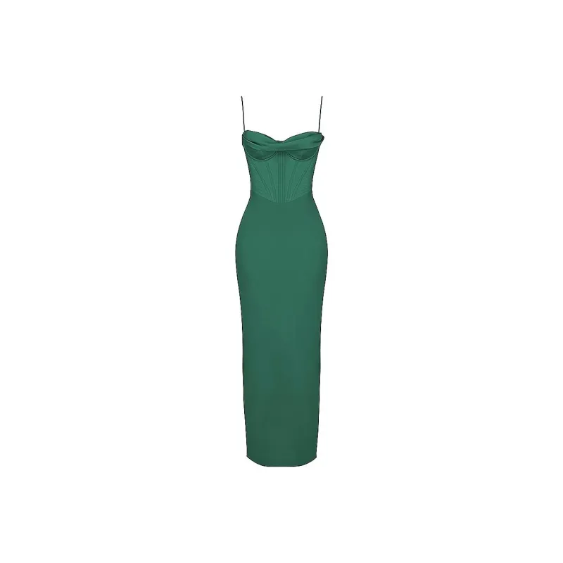 HOUSE OF CB CHARMAINE Slip Dress Women's Forest/Forest Green-0