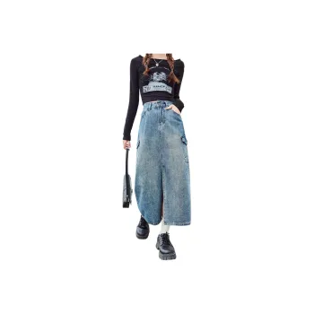 Tonlion Denim Long Skirts Women's Medium Denim Blue