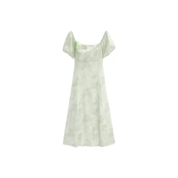 Love To Serve Short Sleeved Dress Women's Green Apricot Blossom