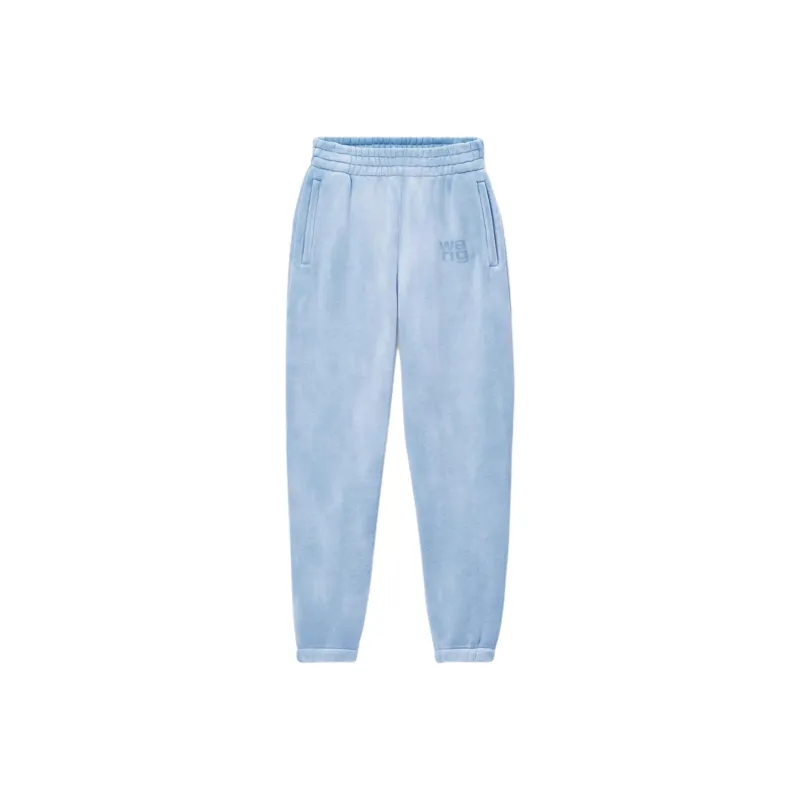 T By Alexander Wang Essential Terry Classic Puff Paint Logo Sweatpants Washed Pale Blue-0