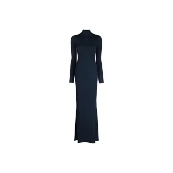 OFF WHITE Funnel Neck Maxi Dress