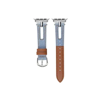 KVZUVUU Watch Band Apple Compatibility Denim Leather Material