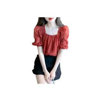 XIANSINIAO Gathered Sleeve T Shirt Women's