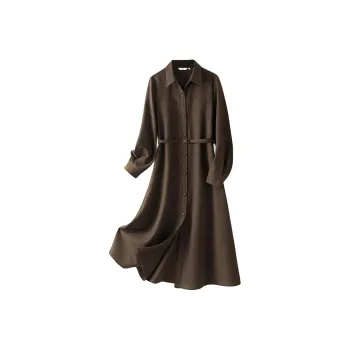 IHIMI Long Sleeved Dresses Women's Palm Coffee