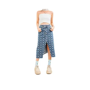 MUGUOGUOMU Denim Long Skirts Women's Blue