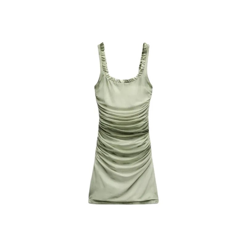 ZARA Sleeveless Dress Women's Gray White-0