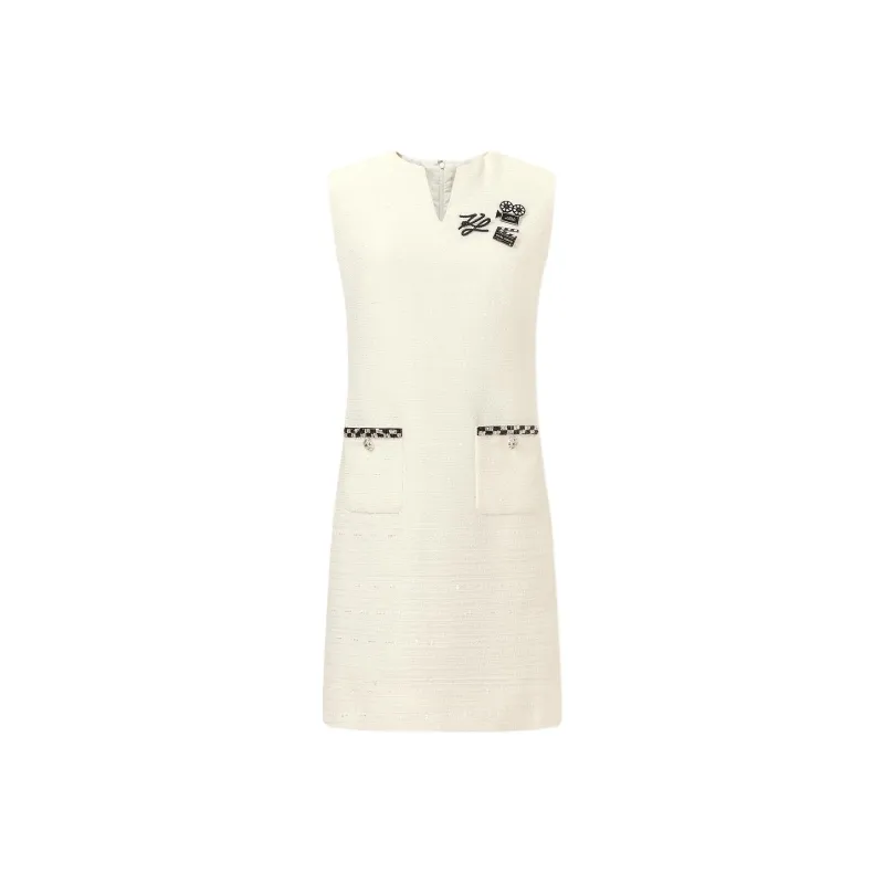KARL LAGERFELD SS24 Sleeveless Dress Women's White-0