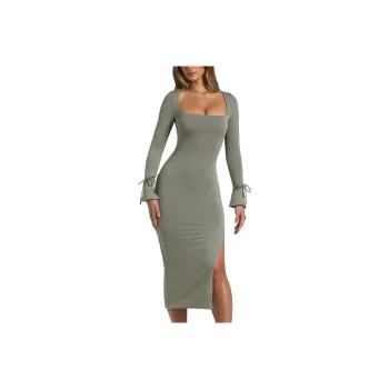 OH POLLY ELYSIA Long-Sleeved Dresses Women's Sage Green/Mouse Tail Grass Green