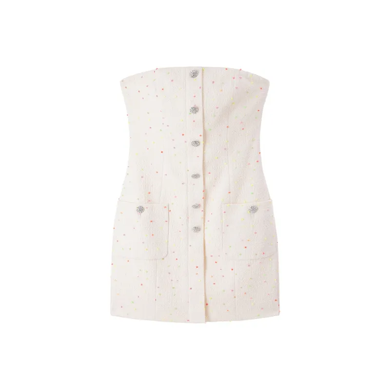 Miss Sixty Sleeveless Dress Women's Ecru-0
